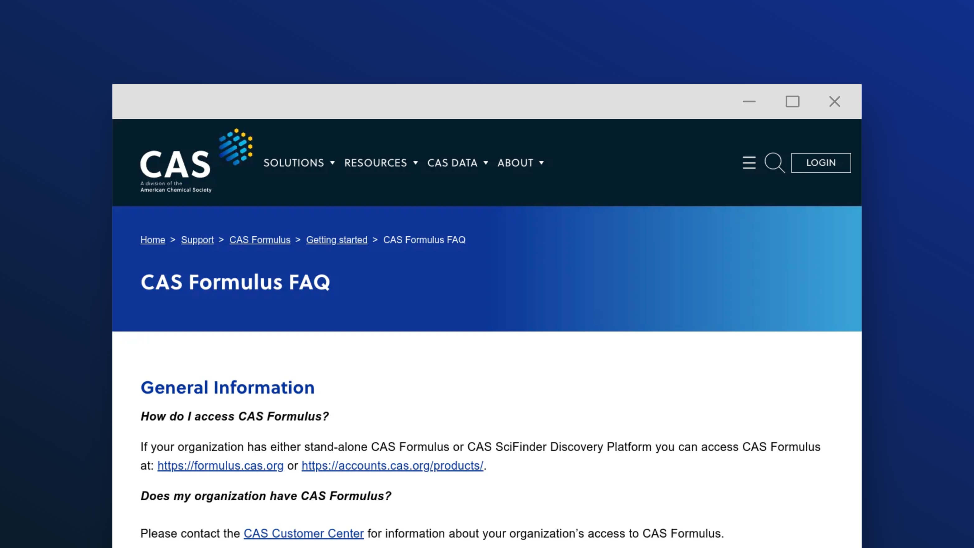 CAS Formulus FAQ Mockup
