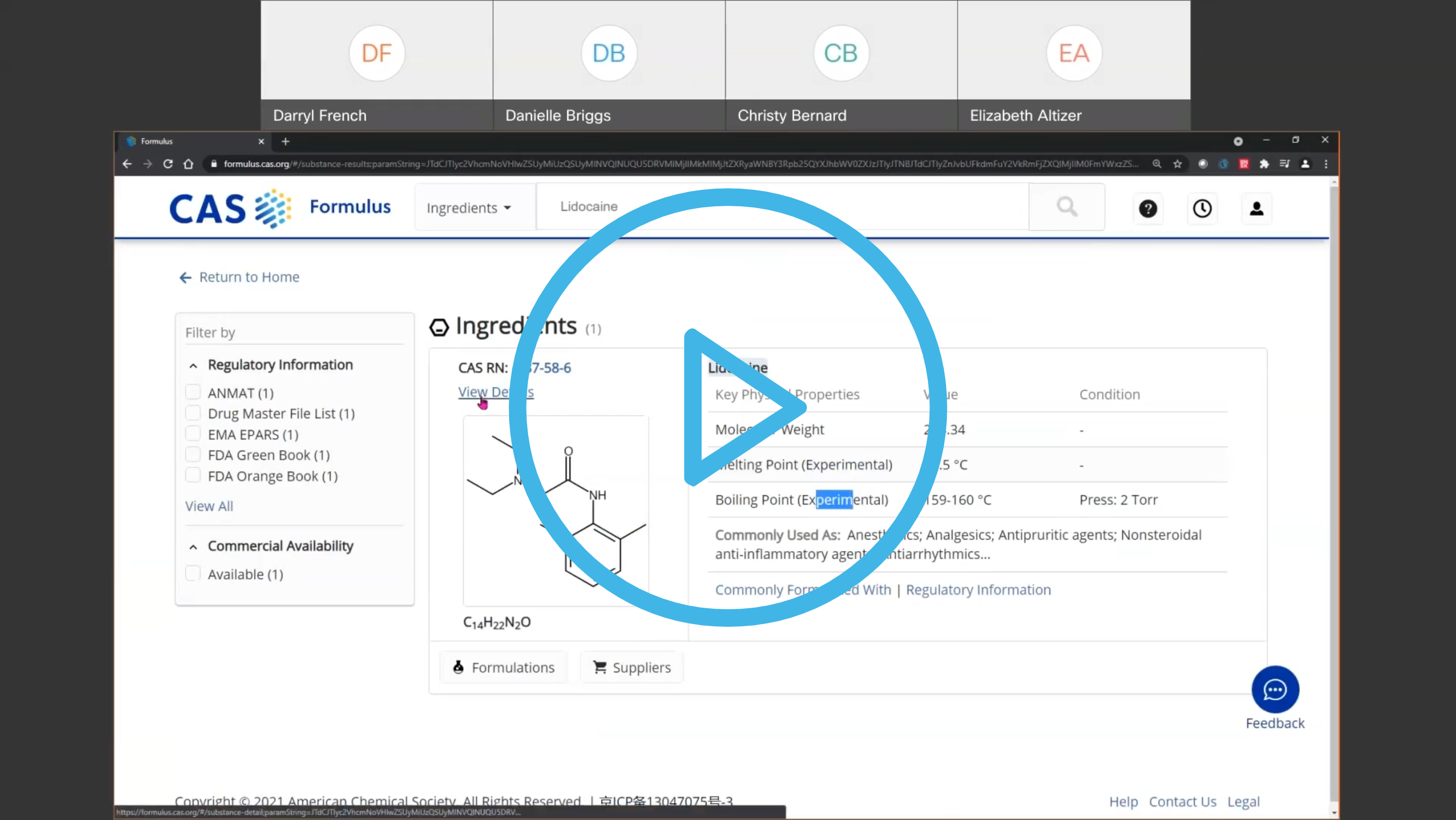 Screen capture of CAS Ingredient Search Strategies Video