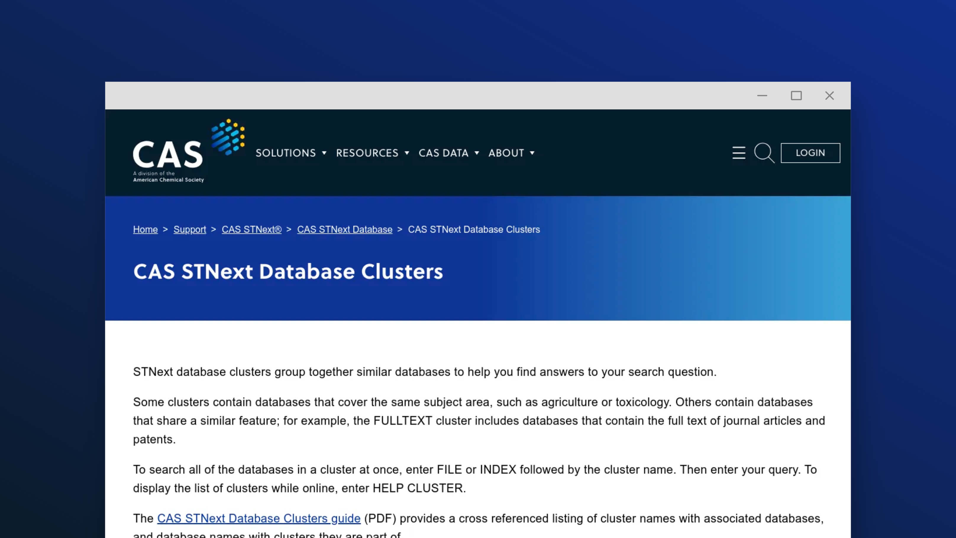 Database clusters mockup