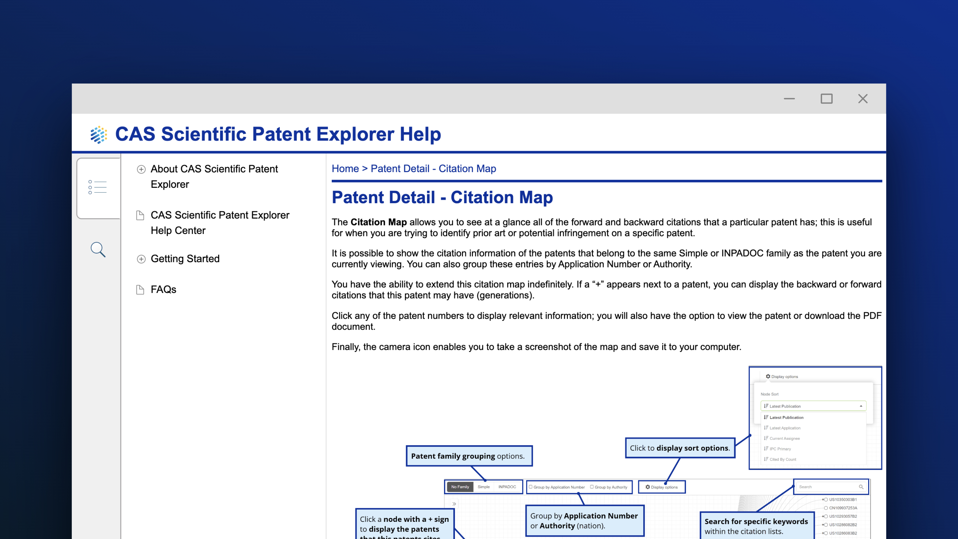 Patent detail citation map