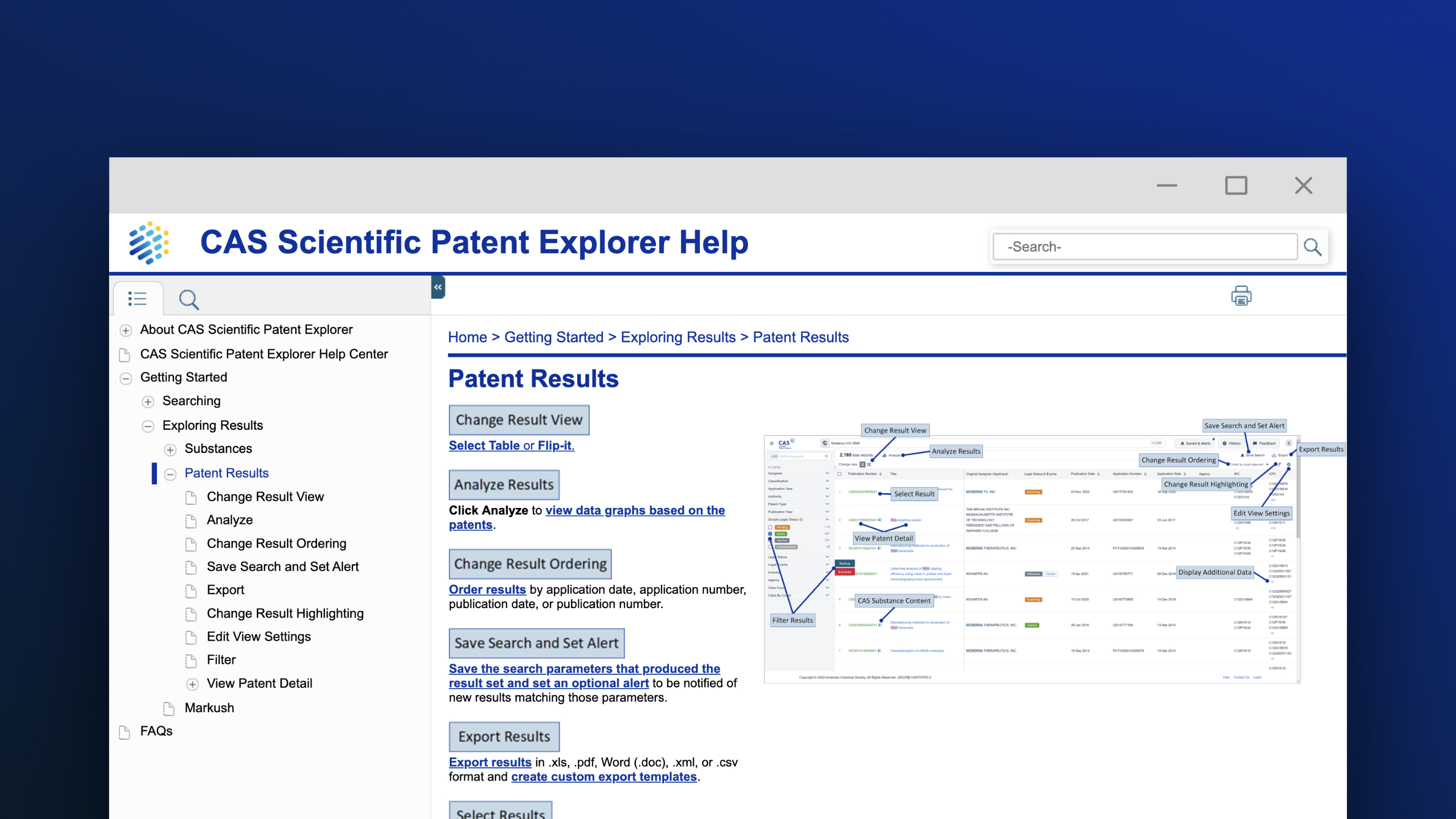 Patent results screenshots