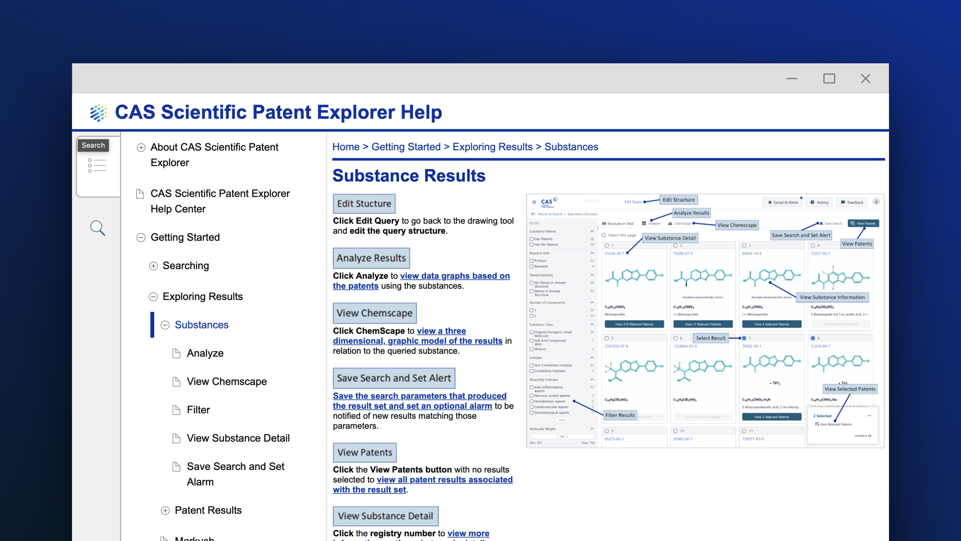 Substance Results screenshot