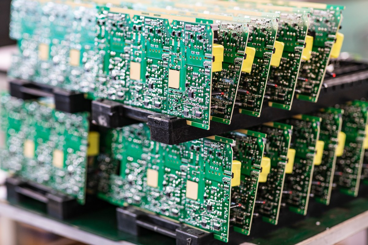 A group of green computer chips