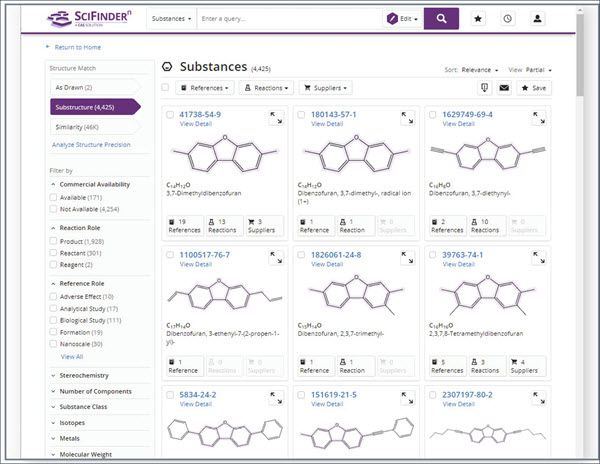 Review ChemDraw search results in SciFinder-n