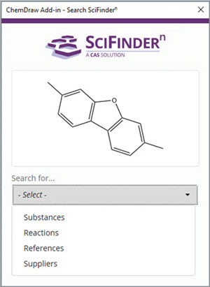 ChemDrawのSciFinder-nの検索オプションを選択
