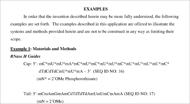 ejemplo de fragmento de la patente de ARNm de Moderna
