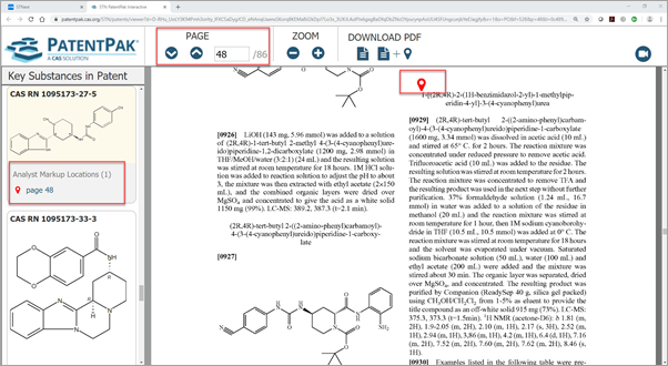 STNext 中的 PatentPak 交互式阅读器选择页面