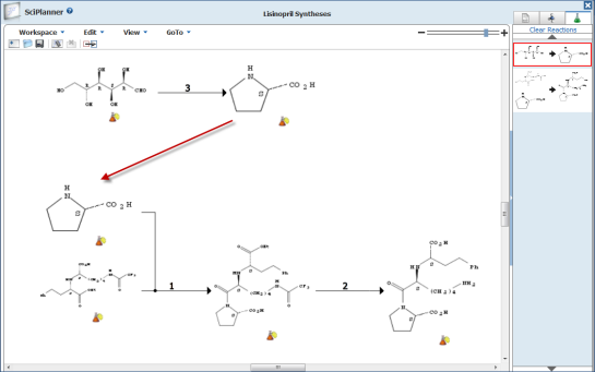 Captura de tela de síntese no SciPlanner