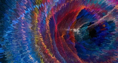 The world of big data is seen in this complex and vibrantly colored visual representation of data.
