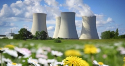 photo showing nuclear power plant stacks