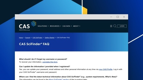 CAS SciFinder-n FAQ mockup