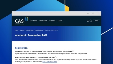 CAS SciFinder-n Academic reasearcher faq mockup