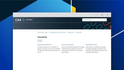 Using the PatentPak® viewer in CAS SciFinder-n website mockup