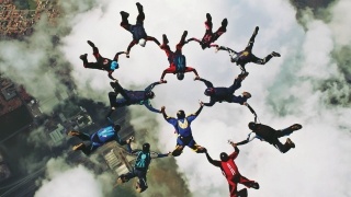 Parachutists showing the value of connected partnership